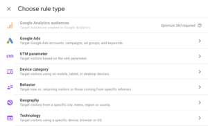 Conversion rate optimisation choosing rule types